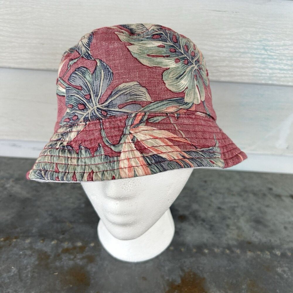 American Eagle Bucket Hat Tropical Leaf Print No Tag Botanical Vacation Cap